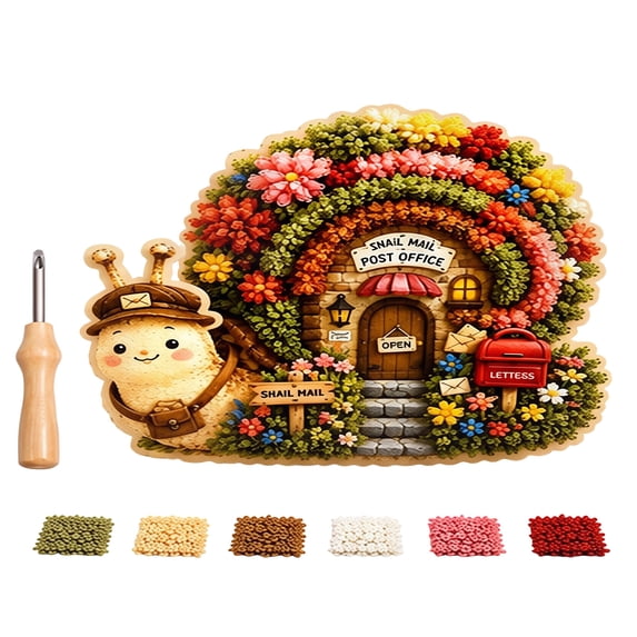 Whimsical Village 3D Fabric Poke Art Kit, DIY 3D Fabric Poke Craft Kit for Adults Teens, No-Sew Hobby Activity for Beginners, Cottage Style Table Wall Decor Gift,Snail Post