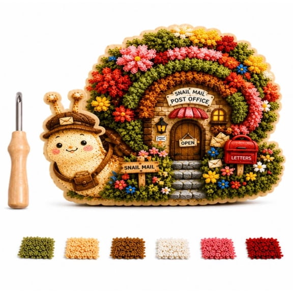Whimsical Village 3D Fabric Poke Art Kit Seasonal Collection, Pumpkin Patch & Bakery Designs for Autumn Table Centerpiece and Holiday Gifting (Snail Mail Post Office)
