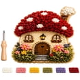 thumbnail image 1 of Red Mushroom House 3D Fabric Poke Art Kit, No Sew DIY Fabric Art Craft Set, Fairy Tale Theme for Cottagecore Home Decor Pre-cut Polyester Collage, Wall Decor Gift, 1 of 6