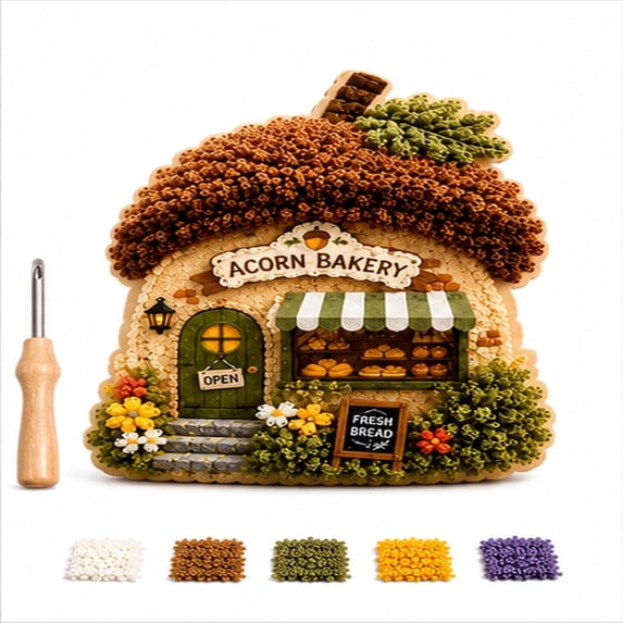 Whimsical Village 3D Fabric Poke Art Kit (Snail Mail) | Cottage Craft No Sew Press Technique Simple Illustrated Guide Six Fantasy Styles Relaxing Creative Hobby(D)
