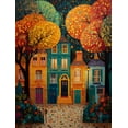 thumbnail image 1 of Whimsical Village Landscape Canvas Print Home Kitchen Entryway Wall Art, 1 of 8