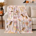 thumbnail image 1 of Whimsical Watercolor Horse Floral Bouquet Collage, Rustic Farmhouse Horse Scene, Warm Flannel Blanket for Ranch House and Living Room, Horse Lovers Valentine's Day Gift, Rustic Home Decor, 1 of 9