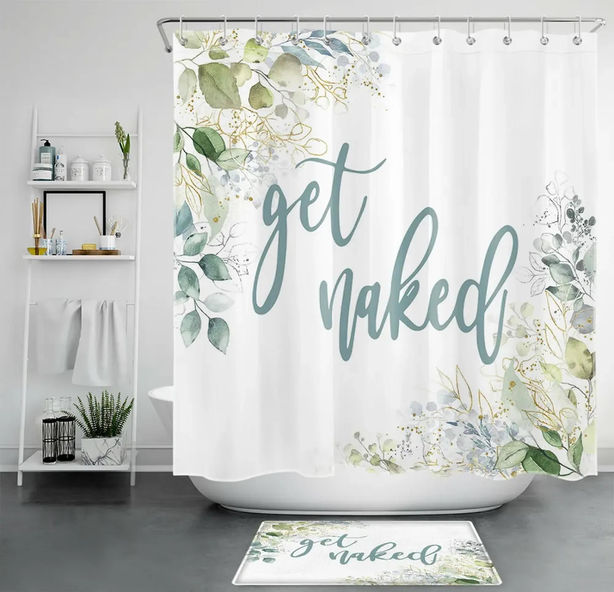 Whimsical Watercolor Plant Leaf Shower Curtain Set Add a Touch of