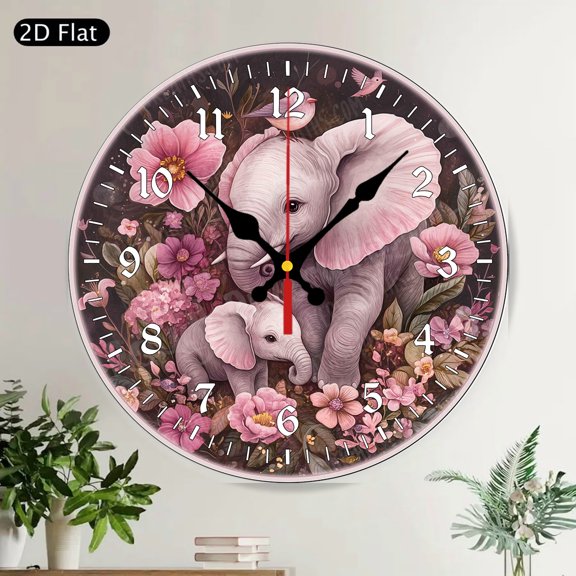 Whimsical Welcome Frog Daisy Round Wall Clock Silent Spring Summer Decor