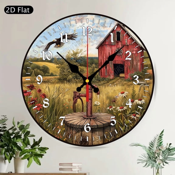 Whimsical Welcome Gnomes Bee Sunflower Silent Round Wall Clock Home Decor