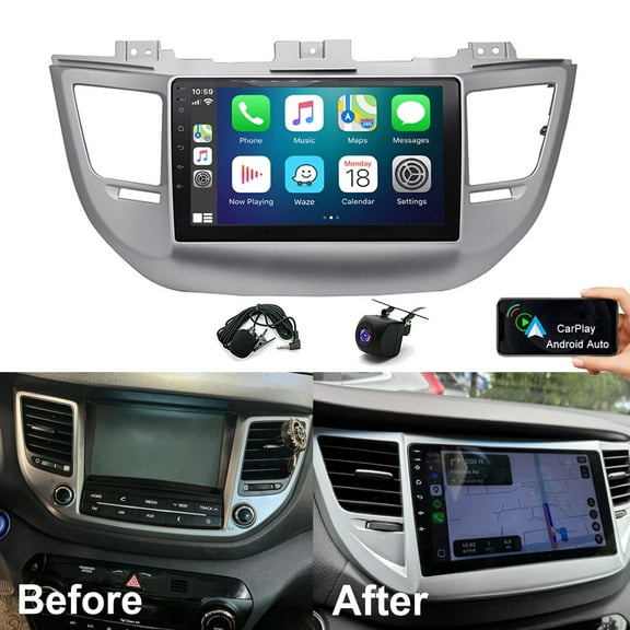 iSpchen 2+64G Car Radio Stereo for Hyundai Tucson 2015-2019 with Wireless Carplay Android Auto 9 Inch HD Touchscreen Android 15 Car Radio Stereo with Backup Camera Bluetooth AM/FM/RDS Wi-Fi GPS
