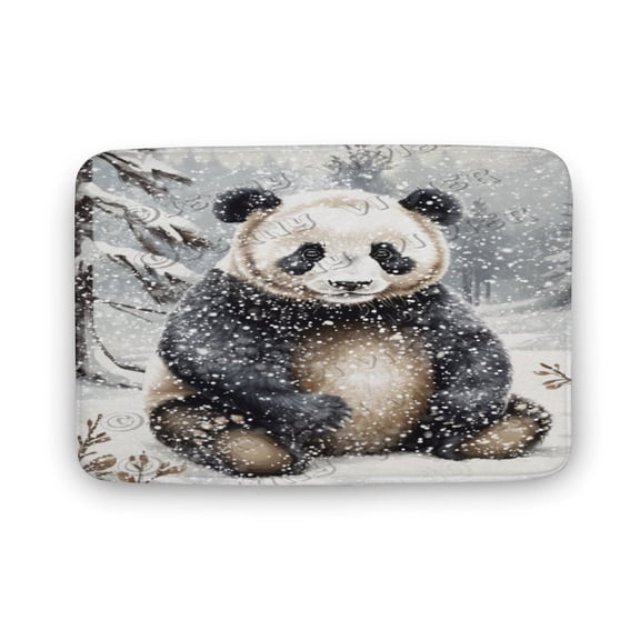 Whimsical Winter Panda Bath Mat - 20x32 inches, Soft Coral Fleece, Non-Slip Feature, Adds Fun to Bathroom, Bedroom, or Kitchen