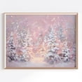 thumbnail image 1 of Whimsical Winter Wall Art, Pink Winter Forest With Snow Covered Trees And Sparkling Lights, Pastel Decor Home Decor #780, Unframed Canvas Size 8x12, 1 of 4