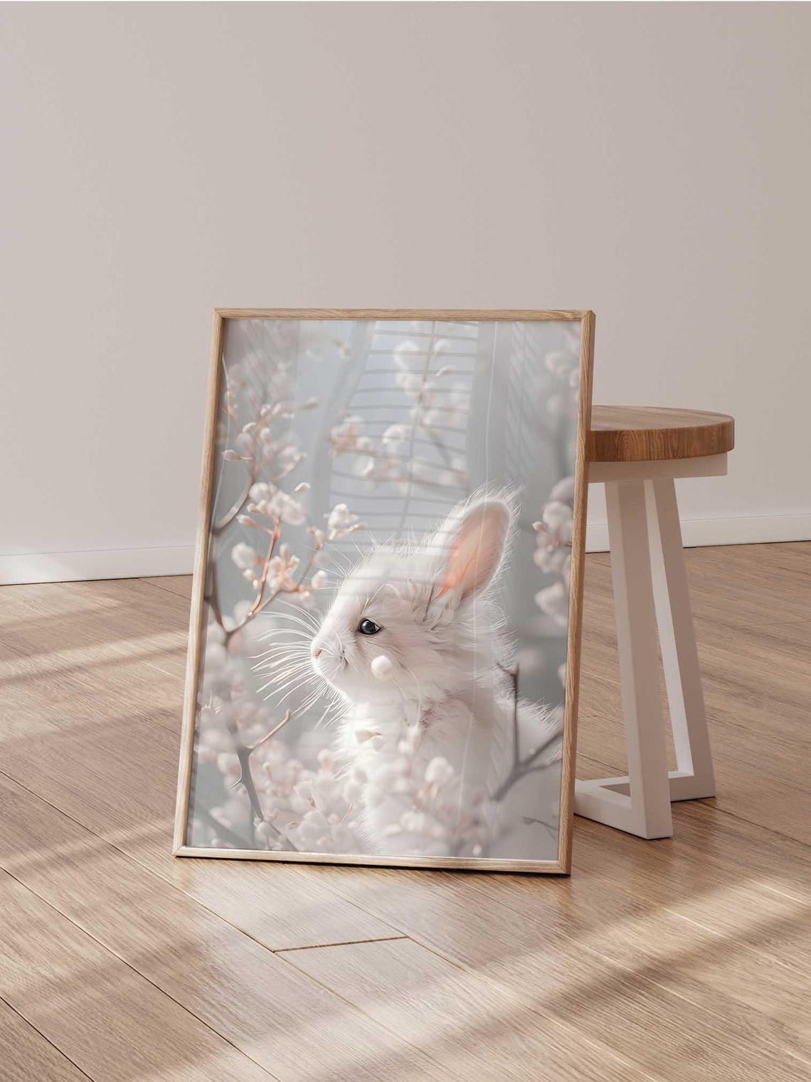 Whimsical Winter Wonderland Bunny Rabbit Print, Woodland Animal Print ...