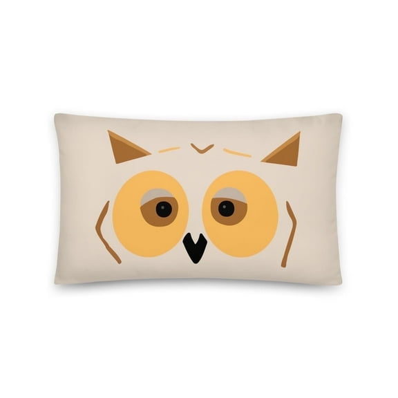 Whimsical Wisdom Owl Accent Pillow, 12"x20" with Bohemian Owl Design on Tan Background