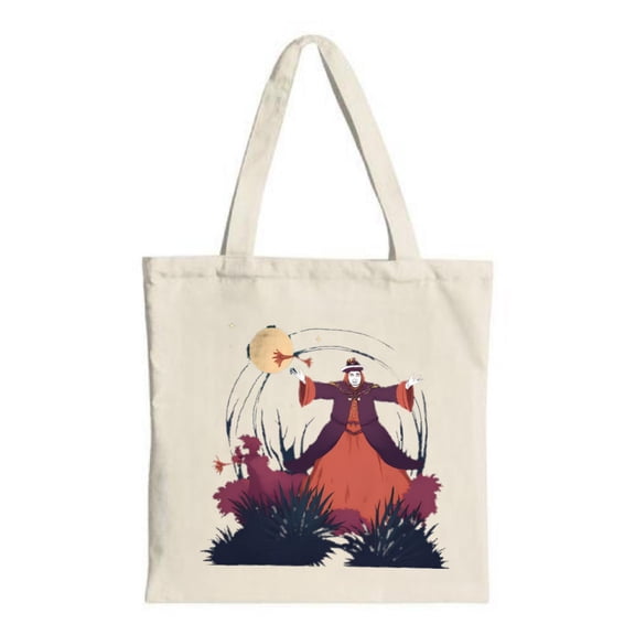 Whimsical Wizard Tote Bag - Canvas Multifunctional Reusable Shopping Bag with Mystical Moon & Fantasy Design Perfect for Travel & Parties