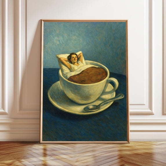 Whimsical Woman Relaxing In Coffee