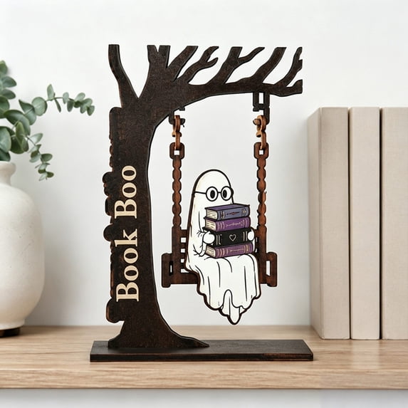 Whimsical Wooden Ghost Book Holder, Desk – Under $5
