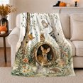 thumbnail image 1 of Whimsical Woodland Forest Animal Gathering Scene, Festive Holiday Scene, Warm Flannel Blanket for Living Room and Reading Nook, Art Lovers Thanksgiving Gift, Festive Home Decor, 1 of 9