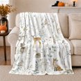 thumbnail image 1 of Whimsical Woodland Forest Animals Fawn Fox Owl Scene, Peaceful Bird Art Scene, Warm Flannel Blanket for Living Room and Reading Nook, Bird Lovers Friendship Gift, Artistic Home Decor, 1 of 9
