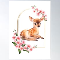 Whimsical Woodland Friends: Baby Deer Poster Wall Art, Modern Wall Decor For Living Room Bedroom, 8x12 UNFRAMED