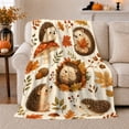 thumbnail image 1 of Whimsical Woodland Hedgehog Red decorative motif Scene Autumn Forest, Festive Holiday Scene, Warm Flannel Blanket for Cabin and Lodge, Art Lovers Christmas Gift, Festive Home Decor, 1 of 9