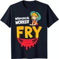 thumbnail image 1 of Whimsical Worker Cartoon T-Shirt Blue Tee with Fry Graphic & Egg Design, 1 of 5
