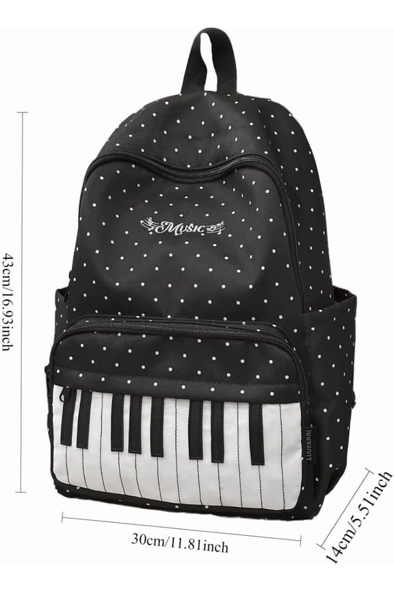 Whimsical Y2K Cutecore Piano Backpack with Pendant, Medium, 16.9 Inch