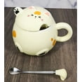 thumbnail image 1 of Whimsical Yellow Chubby Feline Kitty Cat Cup Mug With Lid And Stirring Spoon, 1 of 10