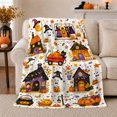 thumbnail image 1 of Whimsical autumn celebration Village Scene Cartoonish Ghosts Black Cat, Warm Flannel Blanket for Living Room and Bedroom, Playful Pet Portrait Pattern, Cat Lovers autumn celebration Gift, 1 of 9