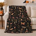 thumbnail image 1 of Whimsical decorative motif Moth Celestial Woodland Pattern Mystical Botanical, Mystical Woodland Scene, Warm Flannel Blanket for Cabin and Lodge, Garden Lovers Housewarming Gift, Botanical Home Decor, 1 of 9