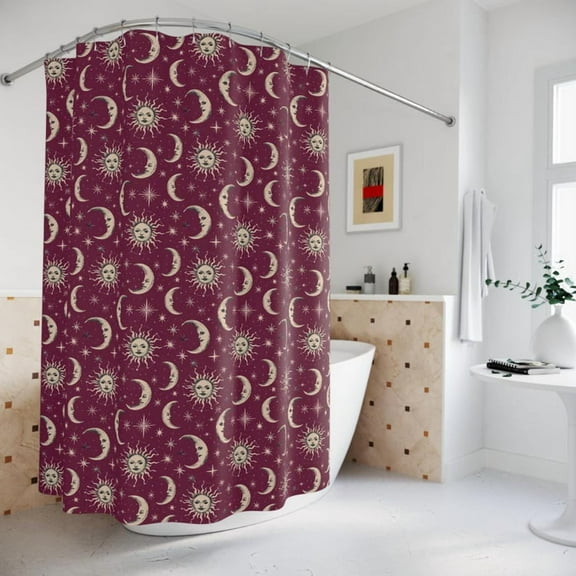 Whimsigoth Shower Curtain 90s Celestial Sun Moon Bathroom Decor Celestial Star Cottagecore Fairy Grunge Goblincore Decor Fairycore Bath Room 66x72in