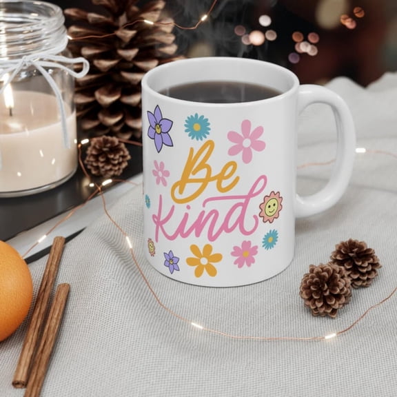 Whimsil Flower Coffee Mug, Posit Affirmation, Kindness Gift.