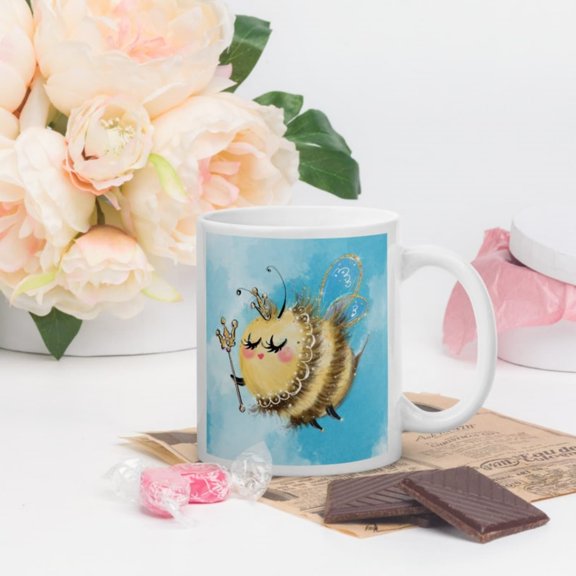 Whimsil Queen Bee Mug, Gift Bee Lover, Queen Bee Gift, Bee Theme, Queen Bee, Bees.jpg