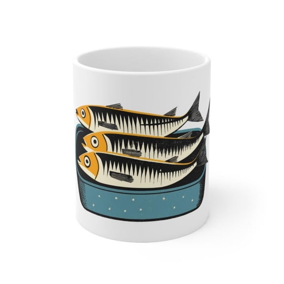 Whimsil Sardine Fish Ceramic Coffee Cup Fun Kitchen Mug, Unique Gift Seafood Lovers, Quirky Dinnerware, Fishy Fun!.