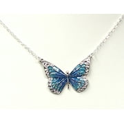 Whimsy Blue Sparkle Butterfly Necklace