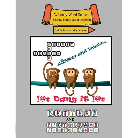 Whimsy Word Search, Curses and Insults, Letters and Pictograms (Paperback)
