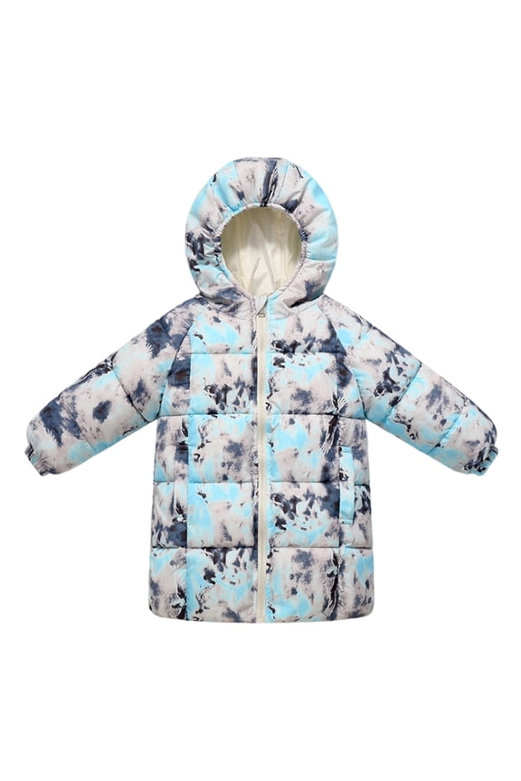 Children's Thickened Medium-Weight Mid-Length Warm Windproof and Waterproof Down Jacket,100,Sky Blue