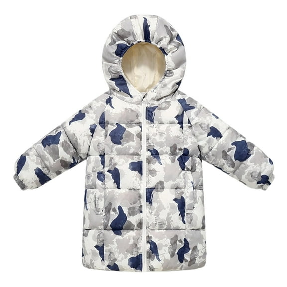 WhimsyBaby Children's Thickened Medium-Weight Mid-Length Warm Windproof and Waterproof Down Jacket,130,Grey