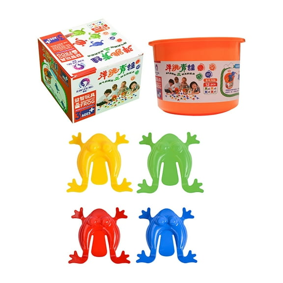 WhimsyHive 12 Pieces Jumping Frog Toy for Kids, Plastic Assorted Color Hoppers, Fun Party Favors for Birthday School Halloween, Educational Motor Skill Activity