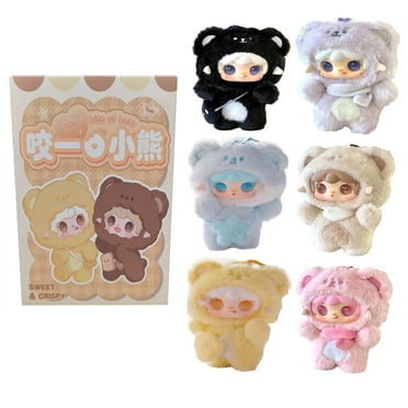 WhimsyHive Cute Cartoon Plush Doll Keychain Small Pendant Toy in Single PC Blind Box Adorable Collectible Figure for Kids Birthday Gifts, Surprise Mystery Stuffed Animal