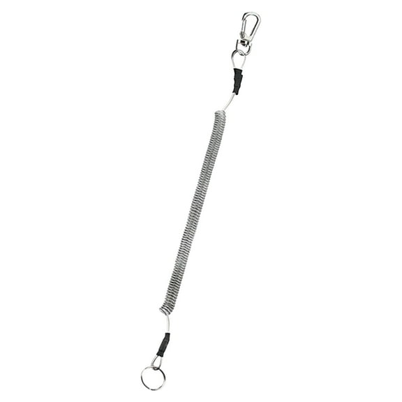 WhimsyHive Heavy Duty Retractable Coil Rope with Carabiner, Fishing Rod Safety Tether Lanyard for Tools, Steel Spring Keychain for Pliers Saltwater Freshwater Accessories,Black