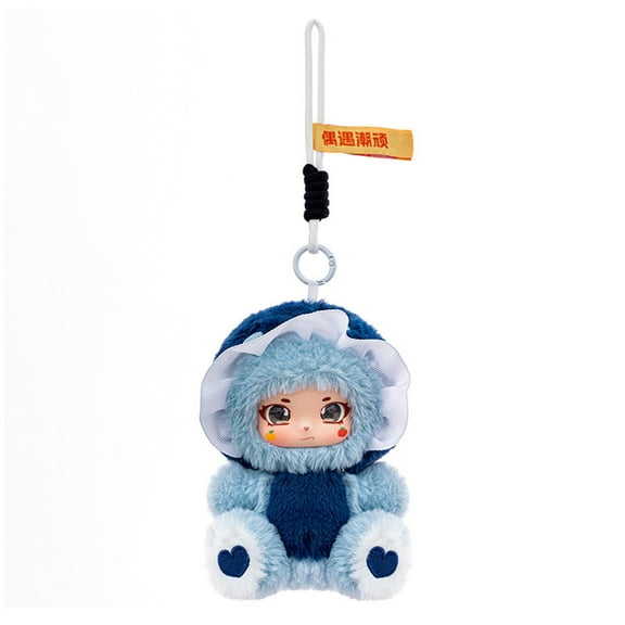 WhimsyHive Small Cartoon Plush Doll Keychain Pendant - Adorable Stuffed Animal Toy for Children, Soft and Cuddly, Perfect Birthday or Graduation Gift,Blue