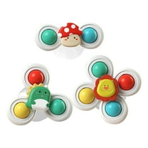 WhimsyHive Suction Cup Spinning Water Wheel Toy (Lion/Dino/Mushroom), 3-in-1 Bath Time Sensory Play for Babies, Bathtub Wall Activity Center