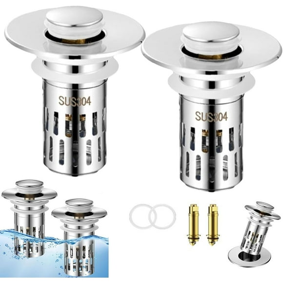Whimsyard Sink Drain, Agriculturi Sink Strainer, Push to Bounce Core, Sink Strainer,  Stopper, Bathroom Sink Universal Drain Kit, Multi Purpose Drain Strainer Popup