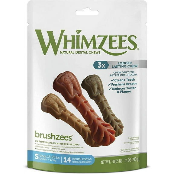 Whimzees Brushzees Dental Treats Small [Dog, Treats Packaged] 7.4 oz
