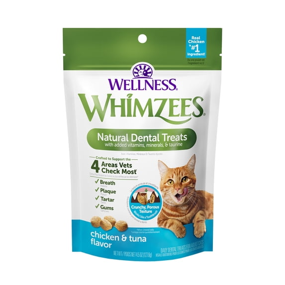 Wellness WHIMZEES Cat Dental Treats, Freshens Breath, Chicken and Tuna Flavor, 4.5 oz Bag