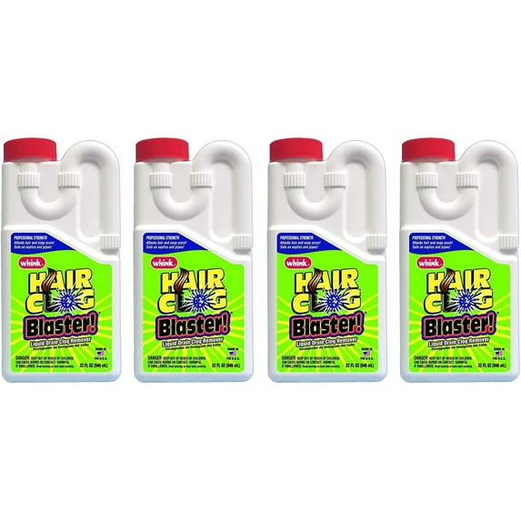 Whink Hair Clog Blaster Drain Cleaner - Septic Safe, Unscented - 32 Ounce Fur K