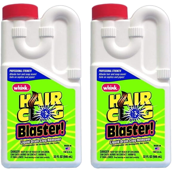 Whink Hair Clog Blaster - Septic Safe Liquid Drain Cleaner - 2 Pack, 32 oz Each