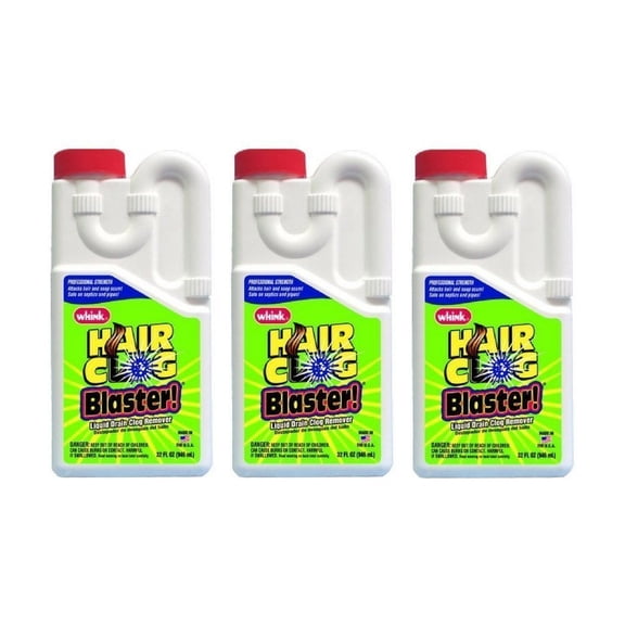 Whink Hair Clog Remover Drain Cleaner - Liquid - 3 Pack, 32 Ounce