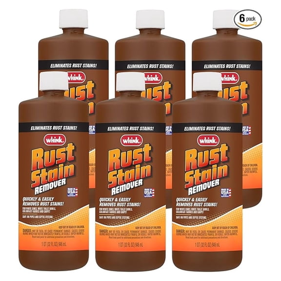 Whink Rust Stain Remover | Heavy-Duty Iron Stain Remover For White Toilets & Sinks, Colorfast Fabric & Carpets | 32 oz | 6 Pack