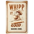 thumbnail image 1 of Whip It Good Baking Zo Metal Poster by DC | Vintage Tin Sign Wall Art for Indoor Use | 16x20" Rust-Free Aluminum Decor for Kitchen | UV Protected & Weatherproof Print | Made in USA, 1 of 6