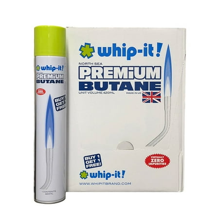 Whip-It Premium Butane 420ml Lighter Fluid with 5 Tip Adapters