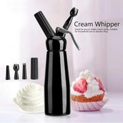 Whipped Cream Dispenser, Portable Aluminum Whipped Dessert Cream Butter Dispenser Whipper Foam Maker Black