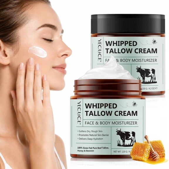 Whipped Tallow Cream (2 Pack) Enriched with Vitamins A, D, E, K Helps Nourish & Support Healthy-Looking Skin, 4.2 oz Each